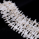 White Fresh Water Pearl Center Drill Flat Long Stick Shape Beads 4x30mm 15.5"Str