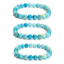 Natural Hemimorphite Smooth Round Beaded Bracelet 8mm 7.5'' Length 3 PCS/Set