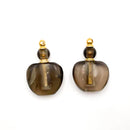 Natural Smoky Quartz Flat Bottom Perfume Bottle Silver & Golden Cap