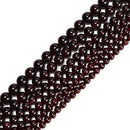 01- Natural Red Garnet Smooth Round Beads Size 5mm to 9.5mm 15.5" Strand