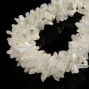 Electroplated AB Clear Quartz Rough Stick Point Beads 5-7x13-25mm 15.5'' Strand