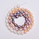 Gradient Natural Fresh Water Pearl Rice Shape Beads Size 6x7mm 14.5" Strand