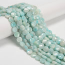 Natural Grade A Blue Green Amazonite Faceted Coin Beads Size 10mm 15.5'' Strand