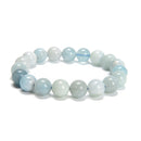 Multi Blue Aquamarine Smooth Round Beaded Bracelet 10mm 7.5'' Length 3 PCS/ Set