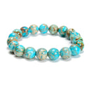 Light Blue Sea Sediment Jasper Round Beaded Bracelet 10mm 7.5'' Length 3 PCS/Set