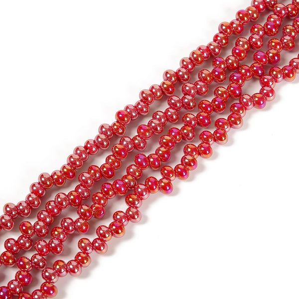 Dark Red AB Crystal Glass Off Center Drilled Rondelle Beads 4x6mm 15.5'' Strand