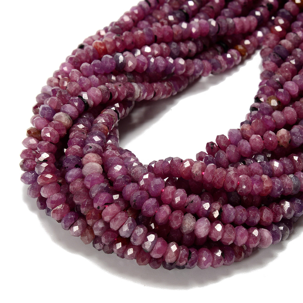 Natural Ruby & Sapphire Faceted Rondelle Beads Size 2x3mm 15.5'' Strand