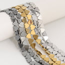 Gray Gold Silver Plated Hematite Top Drilled Heart Beads Size 8mm 15.5'' Strand