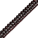 02- Natural Red Garnet Smooth Round Beads 5-5.5mm 7-7.5mm 9-9.5mm 15.5" Strand