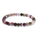 Light Multi Tourmaline Smooth Round Beaded Bracelet 6mm 7.5'' Length 3 PCS/Set