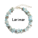 Natural Larimar/ Diopside Chips Beads Beaded Bracelet Size 5-8mm 7"-8.5'' Length