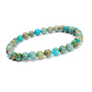Light Blue Sea Sediment Jasper Round Beaded Bracelet 6mm 7.5'' Length 3 PCS/Set