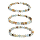 Lemurian Aquatine Calcite Smooth Round Beaded Bracelet 6mm 7.5''Length 3 PCS/Set