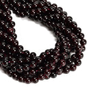 01- Natural Red Garnet Smooth Round Beads Size 5mm to 9.5mm 15.5" Strand