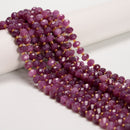Purple Tourmaline Color Dyed Jade Faceted Rondelle Beads Size 6x8mm 15.5''Strand