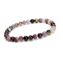 Light Multi Tourmaline Smooth Round Beaded Bracelet 6mm 7.5'' Length 3 PCS/Set