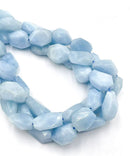 Natural Aquamarine Faceted Nugget Chunk Beads Size 10x14mm-12x16mm 16"Strd