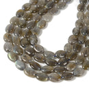 Gray Yellow Labradorite Smooth Oval Beads Size 8x10mm 8x12mm 10x14mm 15.5'' Strd