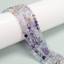 Natural Gradient Fluorite Faceted Round Beads Size 4mm 15.5'' Strand