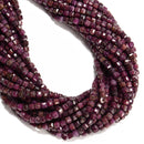 Natural Ruby Faceted Rubik's Cube Beads Size 3mm 4mm 15.5" Strand