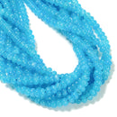Aqua Blue Color Dyed Jade Smooth Rondelle Beads Size 4x6mm 15.5'' Strand