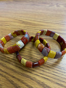 Natural Mookaite Jasper Double Drill Rectangle Bracelet Size 11x15mm Length 7.5"