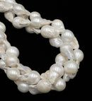 White Fresh Water Pearl Baroque Flame Ball Beads Size 13x18-25mm 15.5'' Strand