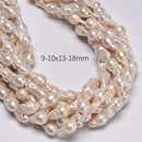 White Fresh Water Pearl Baroque Shape Beads 9-10x13-18mm 10-11x12-14mm 15.5" Std