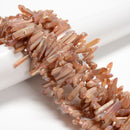 Electroplated Peach Quartz Top Drill Rough Stick Point 4-5x15-25mm 15.5''Strand