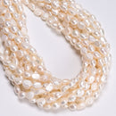 Natural White Fresh Water Pearl Side Drill Nugget Beads 7x10mm 14.5'' Strand