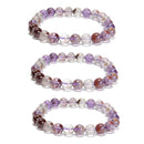 Natural Super Seven Smooth Round Beaded Bracelet Size 8mm 7.5'' Length 3 PCS/Set