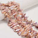 Purple Fresh Water Pearl Center Drill Long Stick Shape Beads 8x35mm 14" Strand