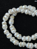 Fresh Water Pearl Peanut Shape With Rhinestones Stripe Size 10x15mm 15.5''Strand