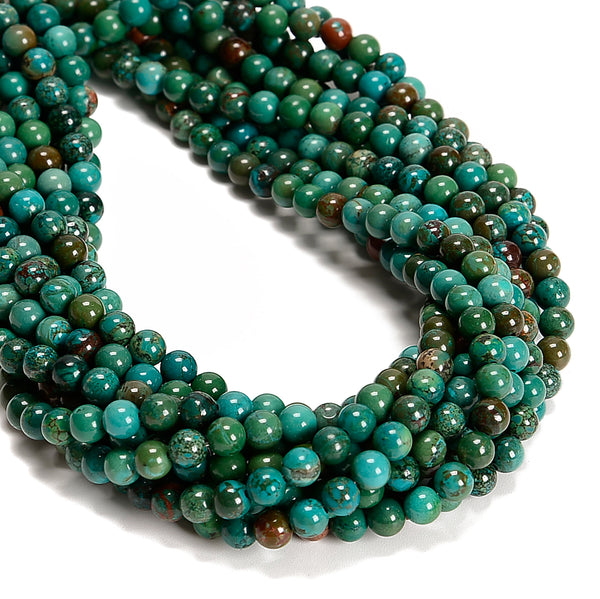 Multi Dark Green Turquoise Smooth Round Beads Size 6mm 8mm 10mm 15.5'' Strand