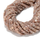 Natural Peach Moonstone Faceted Square Beads Size 6mm 8mm 15.5'' Strand