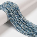 Grade A Natural Dark Blue Aquamarine Faceted Round Beads Size 4mm 15.5'' Strand
