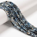 Natural Dark Blue Aquamarine Faceted Round Beads Size 4mm 15.5'' Strand