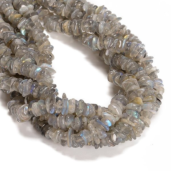 Natural Labradorite Center Drill Pebble Nugget Chips Beads 10-12mm 15.5'' Strand