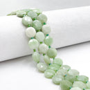 Natural Green Jade Hexagram Cutting Faceted Coin Beads Size 12mm 15.5'' Strand