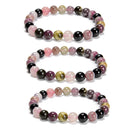 Light Multi Tourmaline Smooth Round Beaded Bracelet 8mm 7.5'' Length Sold by Piece