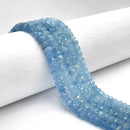 Grade A Aquamarine Translucent Faceted Rondelle Beads Size 4x6mm 15.5'' Strand