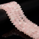 Rose Quartz Center Drill Hard Cut Faceted Square Beads 8x12mm 15.5'' Strand