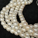 2.0mm Hole White Fresh Water Pearl Oval Rice Shape Beads Size 10x11mm 15.5''Strd