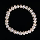 White Fresh Water Pearl Rondelle Button Beaded Bracelet 4x6mm 6x8mm 7.5''Length