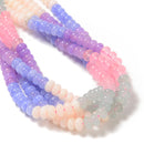 12-Multi-color Dyed Jade Smooth Rondelle Beads Size 5x8mm 15.5'' Strand