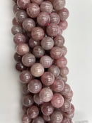 Dark Pink Madagascar Rose Quartz Smooth Round Size 12mm 13mm 15.5'' Strand