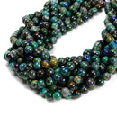 Natural Azurite Malachite Chrysocolla Smooth Round Beads 6mm 8mm 10mm 15.5'' Std