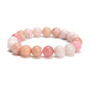 Pink Opal Smooth Round Beaded Bracelet 6mm 8mm 10mm 7.5'' Length 3 PCS Per Set