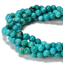 Blue Green Magnesite Turquoise Smooth Round Beads Size 10mm 15.5'' Strand