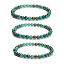 Azurite Malachite Chrysocolla Round Beaded Bracelet 6mm 7.5'' Length 3 PCS/Set
